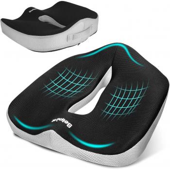 Cojin Coxis de Espuma Memoria Portátil para Hemorroides, Hernias, Cojines para espalderas y sillas Ortopedico, cojín para Coxis Alivie la Fatiga y el Dolor Por Office, Coche Negro