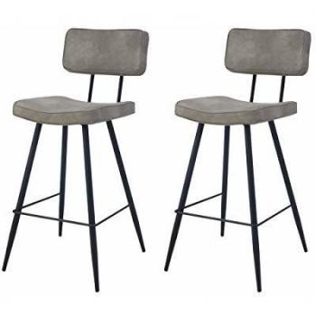 Taburetes para isla de cocina Rendez-Vous Déco de cuero sintético gris 66 cm (set de 2)
