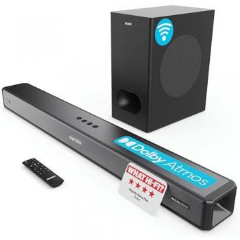 Barra de Sonido Majority Sierra Plus 2.1.2 con Subwoofer - 400W, Dolby Atmos, 3x HDMI, Bluetooth, Óptico, USB