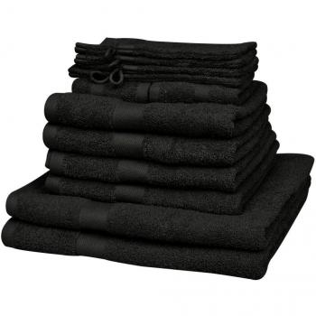 vidaXL Set 12 Toallas Negras