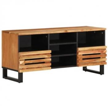 Mueble de TV madera maciza de acacia 100x34x46 cm, Soporte de TV, aparador de TV, Mueble HiFi, Banco de TV, Armario de TV, Mueble Multimedia
