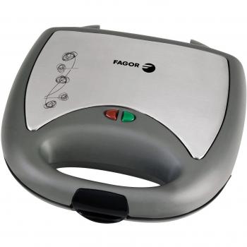 Fagor - Sandwichera Sw220, 700W, 2 Cavidades, Placas Cuadradas, No Dividen El Sandwich, Sellado Perfecto, Placas Antiadherentes Facil Limpieza, Toque Frio. Gris.