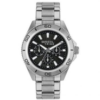 Reloj Hombre Breil Challenge EW0709 Acero Bilux Negro Plateado con Movimiento MIYOTA 6P29, Bisel Satinado y Resistente al Agua, Caja de 42 mm