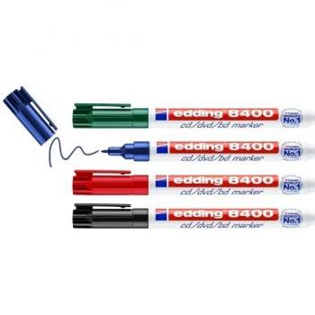 edding 8400 marcador de CD/DVD/BD - multicolor - 4 rotuladores - punta redondeada fina 0,5-1 mm - para el etiquetado permanente de CD, DVD y discos Blu-ray