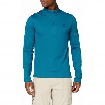 SALOMON Agile Hz Mid M Sudadera Deportiva, Poliéster, Hombre, Azul Claro