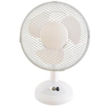 Ventilador de Escritorio Lloytron 9 Pulgadas con 2 Velocidades, Oscilación de 90 Grados, Inclinación Vertical Ajustable, Rejilla de Seguridad y Motor Silencioso - Blanco