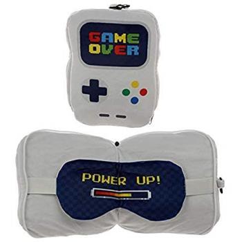2-in-1 Plush Travel Pillow & Eye Mask - Game Over Video Game Console Design