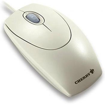 Cherry WheelMouse optical, kabelgebundene Maus, geeignet für Rechts- und Linkshänder, optischer Sensor für exakte Bewegung des Mauszeigers, hellgrau