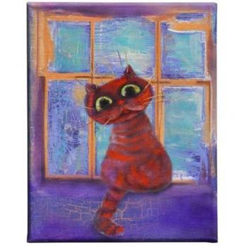 Impresión sobre Lienzo Gato Multicolor en Poliéster y Madera, 45x3x70 cm