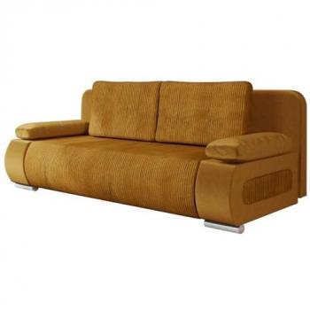 Sofá-cama Comfivo 144 con caja de ropa de cama, color Amarillo, dimensiones 200 x 77 x 92 cm