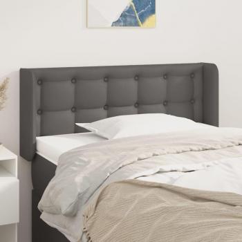 Cabecero de cuero sintético gris Día y Noche 103x16x78/88 cm con orejas