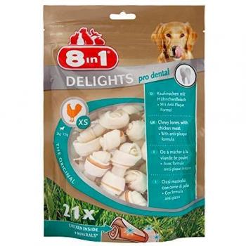 Huesos Masticables 8in1 Delights Pro Dental XS - 21 Piezas, con Pollo y Sin Cereales