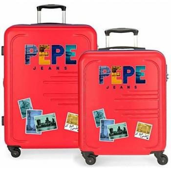 Pepe Jeans Edison Juego de Maletas Rojo 55/69 cms Rígida ABS Cierre combinación 117L 4 Ruedas Equipaje de Mano