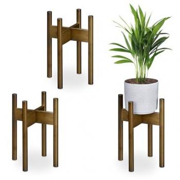 Soporte para Macetas de Bambú, Set de 3, para Plantas de Interior hasta Ø 20 cm, Accesorio Decorativo Marrón