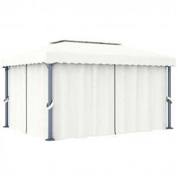 Cream White Aluminum Gazebo with Curtain 4x3 m