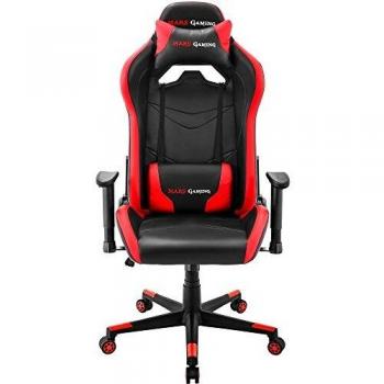 Mars Gaming MGC3BR, Silla Gaming Ergonómica, Cojín Lumbar y Cervical, Rojo