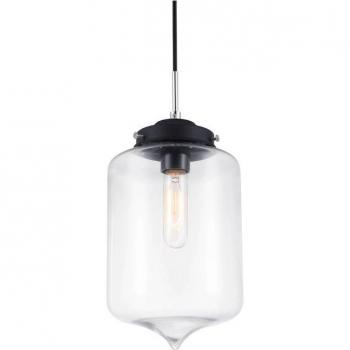 Lámpara colgante industrial y retro Italux Tube negra 1 luz E27 con pantalla transparente