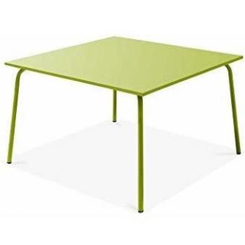 Mesa de jardín cuadrada de metal verde 120x120cm - Palavas