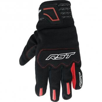 Guantes de Moto RST Rider Negro-Rojo - Talla S, diseño ergonómico, material resistente a la abrasión, refuerzos en nudillos, ventilación adecuada, cierre ajustable en muñeca