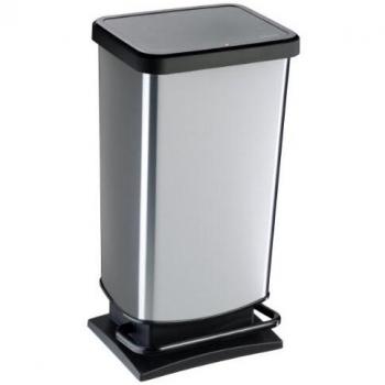Cubo Pedal Plástico Efecto Metal 40 L con pedal, fabricado en polipropileno ROTHO