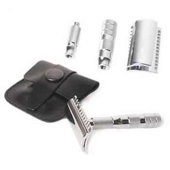Merkur Travel Razor Set with Leather Case and Open Comb