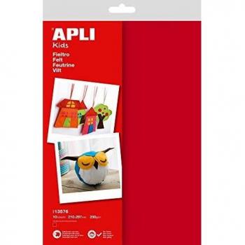 APLI 13576-Fieltro rojo A4 10 hojas