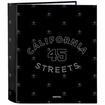 CARPETA FOLIO 4 ANILLAS SAFTA CALIFORNIA NEGRA A4 27x33x6cm