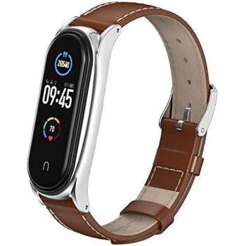 OOHGUT Correa para Xiaomi Mi Band 5, Pulseras Universal MiBand 3/4/5 Cuero Pulsera Piel Correas de Actividad Reloj Milanés Wristband Recambio Bandas de Dermis Recambios Band Strap