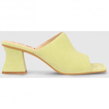 Sandalias de tacón de mujer en ante color lima - Lodi