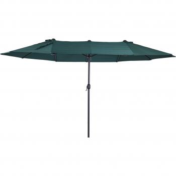 Outsunny Sombrilla Doble para Jardín 460x270x240 cm Parasol Grande con Manivela Manual Protección Solar Verde Oscuro