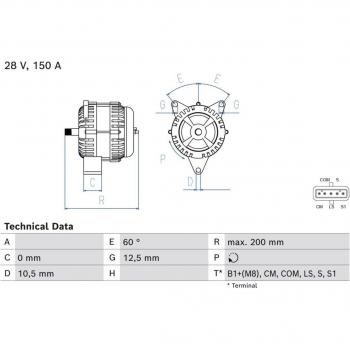 Generador trifásico BOSCH 0 986 085 300, alternador de alta eficiencia, potencia nominal de 3000W, diseño compacto y ligero, sistema de arranque eléctrico, compatible con motores diésel y gasolina,