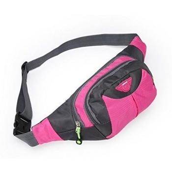 OpetHome multifuncional deporte bolsa de cintura con 3 cremalleras para Running Senderismo Viajar, mujer niña Niños Unisex hombre, rosa