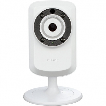 D-Link DCS-932L/B - Cámara de Seguridad WiFi con Visión Nocturna, Detección de Movimiento y Micrófono Integrado, Compatible con iOS y Android, Color Blanco
