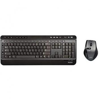 Teclado y Ratón Inalámbricos Port Designs 900901 AZERTY Francés Negro para Oficina