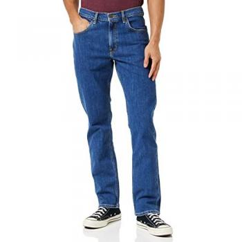 Lee Brooklyn Straight Men's Jeans, Mid Stonewash, 5-Pocket Design