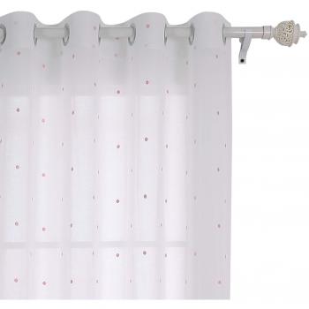 Deconovo Visillo Bordado con Anillas 140 X 175 Cm 1 Par Gota Rosa