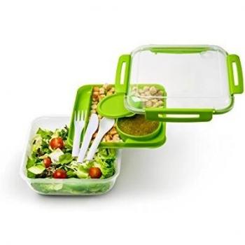 Rotho Memory B3, Lunchbox 1.7l con cubiertos y contenedor separado, Plástico PP sin BPA, transparente, 1.7l 19.5 x 19.5 x 9.1 cm