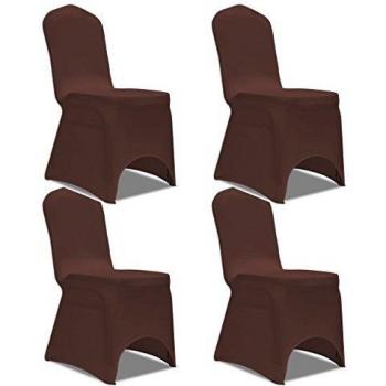 vidaXL Funda de Silla Modelo Elástica Lavable Pack de 4 Unidades de Color Marrón