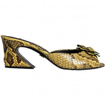Dolce & Gabbana Yellow Leather Block Heel Mules Shoes - EU39/US8.5, Size 6 UK, Size 9 US
