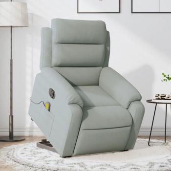 Sillón de masaje reclinable elevable terciopelo gris claro vidaXL con opciones en gris oscuro y verde oscuro, diseño cómodo para dormitorio, silla relax y sillón de ocio