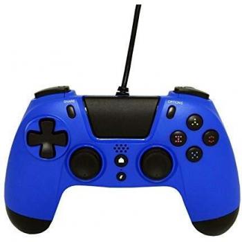 Controlador Gioteck VX4 con Cable para PS4/PC, Color Azul, con Puerto Jack de 3.5 mm y Diseño Ergonómico