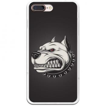 Funda Gel para iPhone 7 Plus - 8 Plus, Carcasa TPU Flexible fabricada con la mejor Silicona, protege y se adapta a la perfección a tu Smartphone y con nuestro exclusivo diseño German Tech® - Perro Enojado.