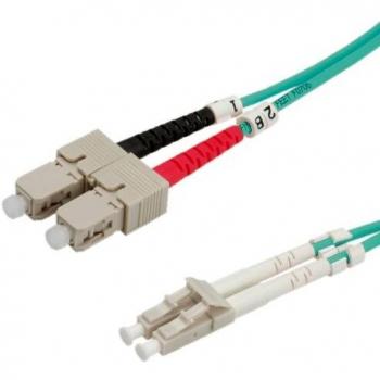 Cable de Fibra Óptica Duplex OM3 50/125µm LC-SC Turquesa 1m
