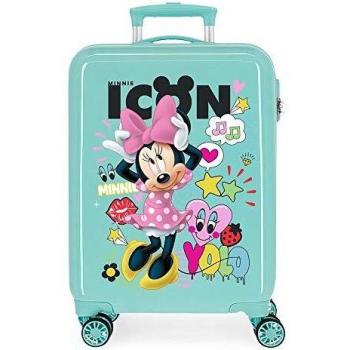 Disney Enjoy Minnie Icon Maleta de Cabina Azul 37x55x20 cms Rígida ABS Cierre combinación 34L 2,6Kgs 4 Ruedas Dobles Equipaje de Mano