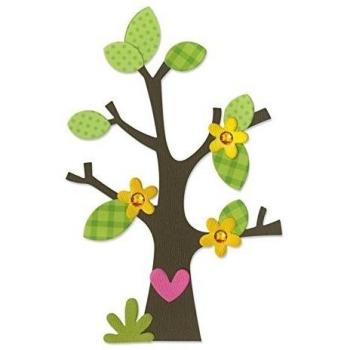Sizzix by doodlebug design - Plantilla de troquelado, diseño de árbol, corazón y hojas