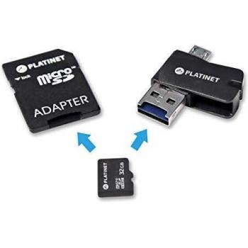 Platinet 32GB MicroSDHC + Card Reader + OTG + Adapter 32GB MicroSD Memoria Flash - Tarjeta de Memoria