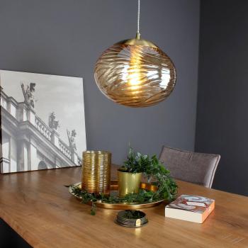 Lámpara colgante Globe Champagne de 1 bombilla, altura 149,7 cm, vidrio bronce