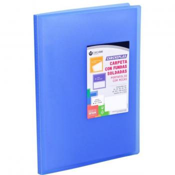 Carpeta 60 fundas soldadas a4 tapa flexible color azul