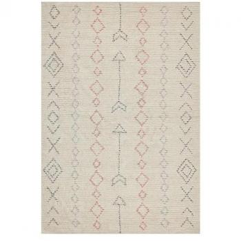 Alfombra de Algodón Beige 140 x 200 cm Diseño Minimalista Hecho a Mano Patrón Geométrico