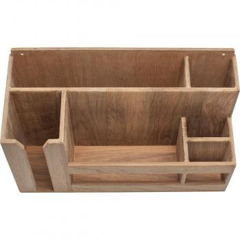 SeaForce Teak Whitecap Teak Dish/Cup/Utensil Holder in Grey